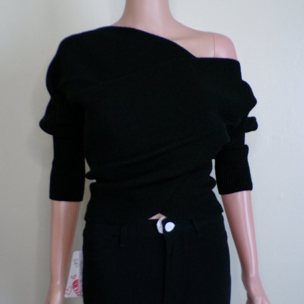 Black Wrap Sweater | Soft Knit | Boutique Style| Size [M/L]